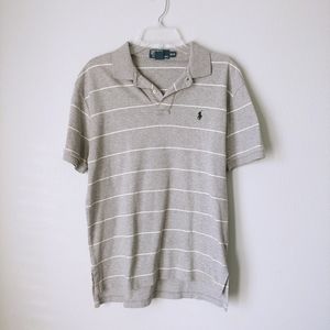 Polo | Men's Classic Grey White Striped Polo Shirt